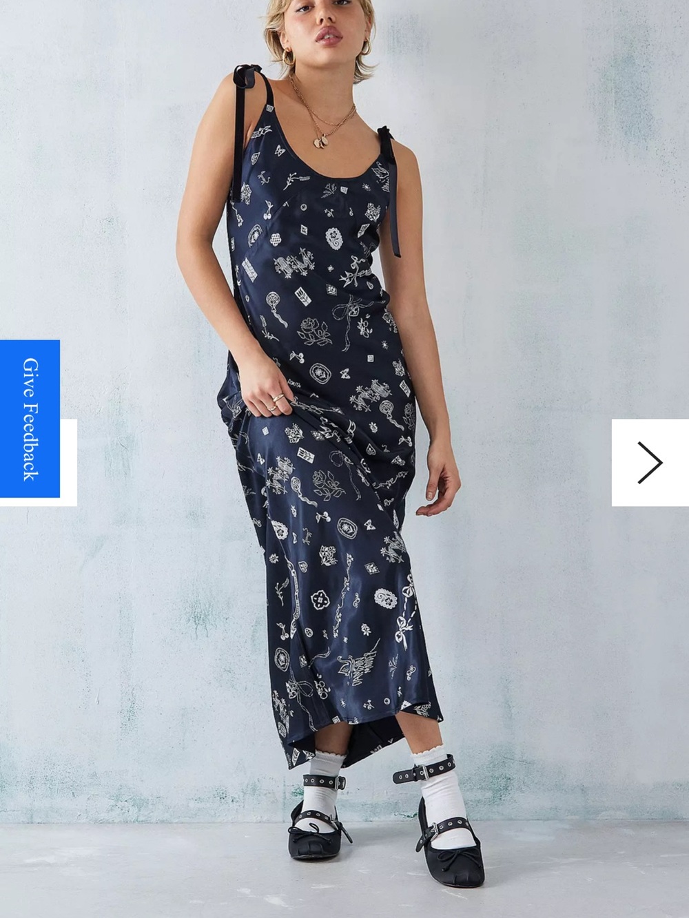 Black Printed Maxi Slip Dress with Tie Straps